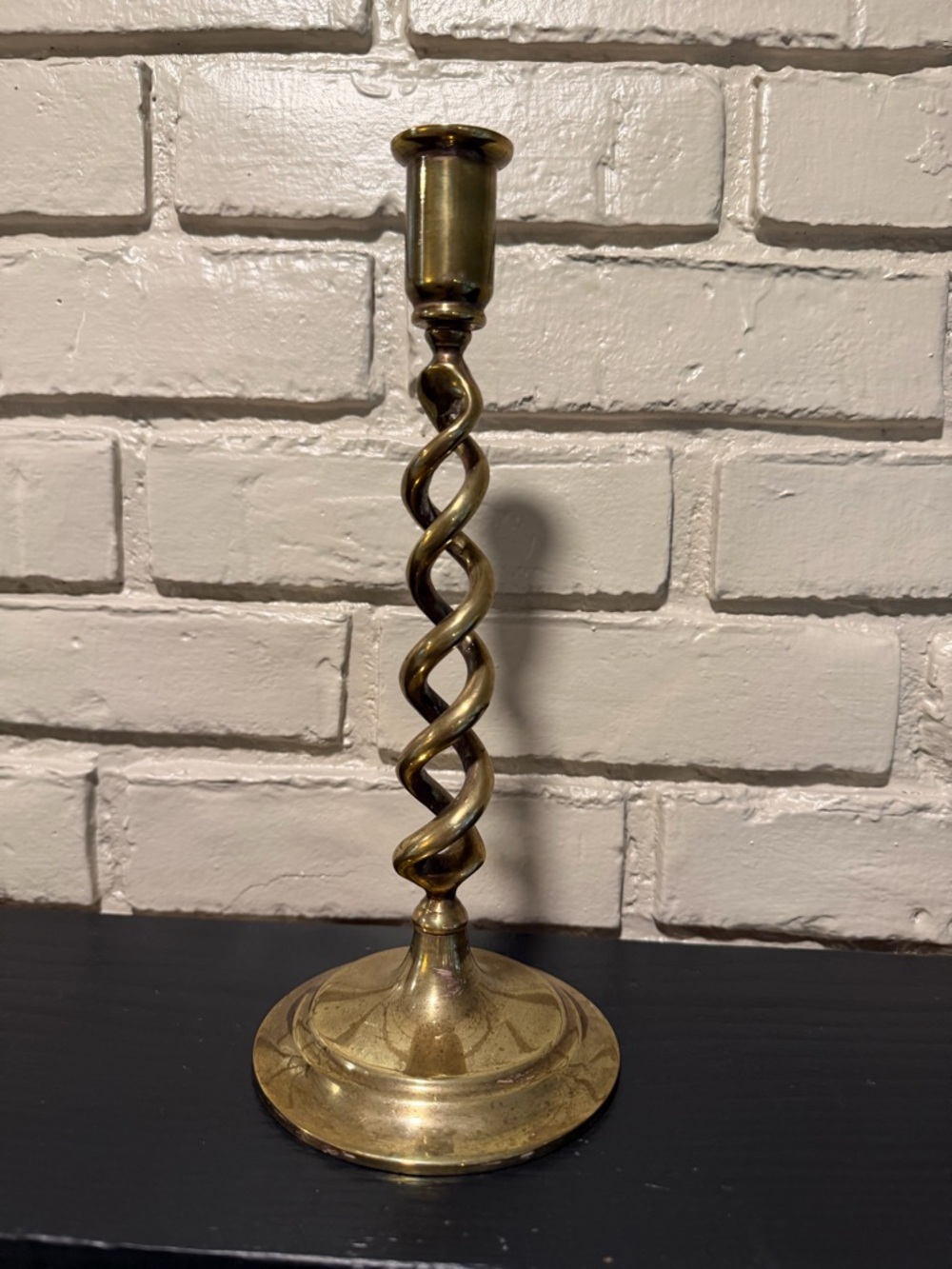 VTG Brass Barley Open Twist Candle Holder